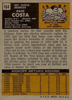 1971 Topps #164 Dave Costa back image
