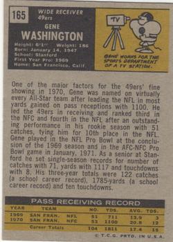 1971 Topps #165 Gene Washington 49er back image