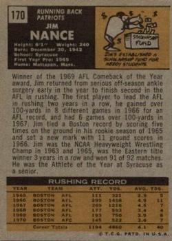 1971 Topps #170 Jim Nance back image