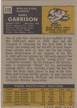 1971 Topps #172 Gary Garrison back image