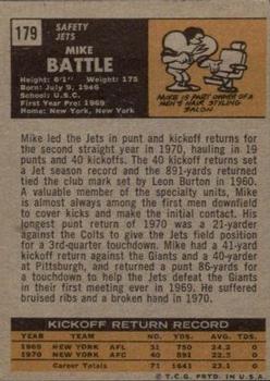 1971 Topps #179 Mike Battle RC back image
