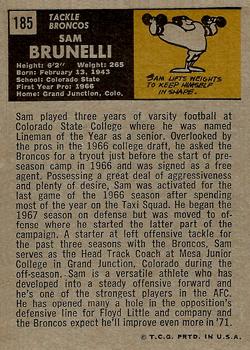 1971 Topps #185 Sam Brunelli back image