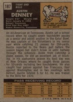 1971 Topps #187 Austin Denney RC back image