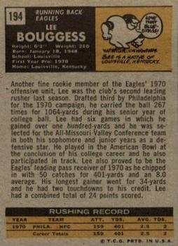 1971 Topps #194 Lee Bouggess RC back image