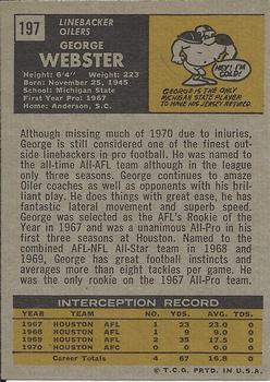 1971 Topps #197 George Webster back image