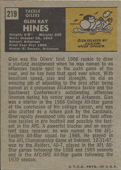 1971 Topps #219 Glen Ray Hines back image