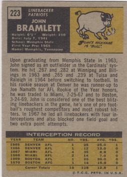 1971 Topps #223 John Bramlett back image