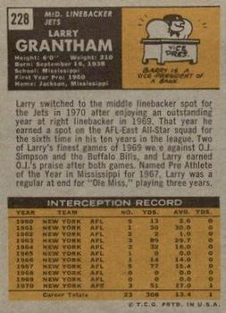 1971 Topps #228 Larry Grantham back image
