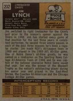 1971 Topps #232 Jim Lynch back image