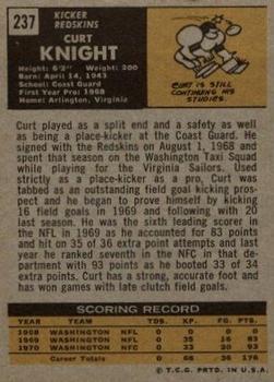 1971 Topps #237 Curt Knight RC back image