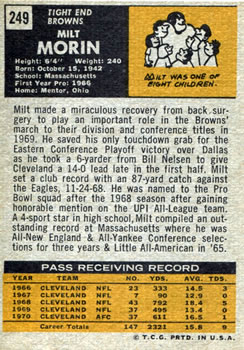 1971 Topps #249 Milt Morin RC back image