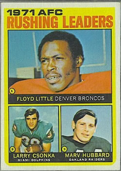 1972 Topps #1 AFC Rushing Leaders/Floyd Little/Larry Csonka/Marv Hubbard