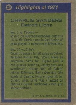 1972 Topps #264 Charlie Sanders AP back image