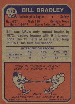 1973 Topps #170 Bill Bradley back image