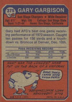 1973 Topps #375 Gary Garrison back image