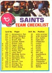 1973 Topps Team Checklists #17 New Orleans Saints