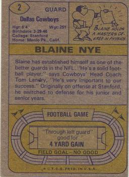 1974 Topps #2 Blaine Nye back image