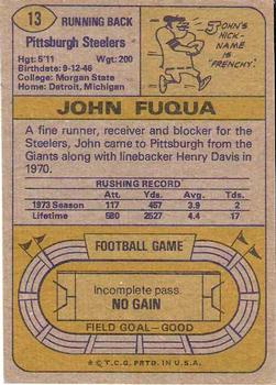 1974 Topps #13 John Fuqua back image