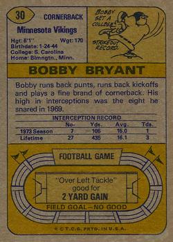 1974 Topps #30 Bobby Bryant back image