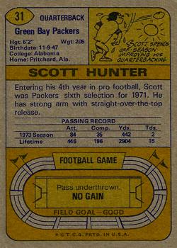 1974 Topps #31 Scott Hunter back image