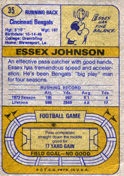1974 Topps #35 Essex Johnson back image