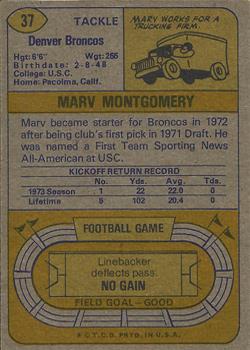 1974 Topps #37 Marv Montgomery RC back image