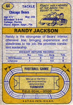 1974 Topps #44 Randy Jackson back image