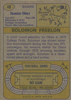 1974 Topps #48 Solomon Freelon RC back image