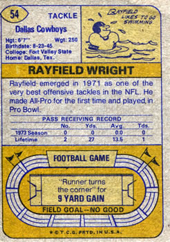 1974 Topps #54 Rayfield Wright back image