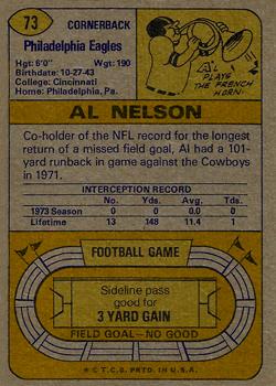 1974 Topps #73 Al Nelson back image