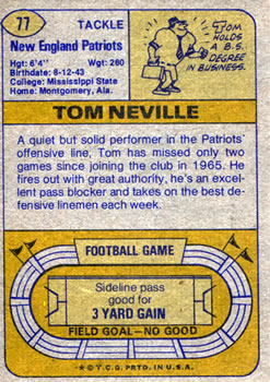 1974 Topps #77 Tom Neville back image