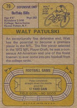 1974 Topps #79 Walt Patulski back image