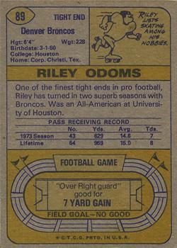 1974 Topps #89 Riley Odoms RC back image