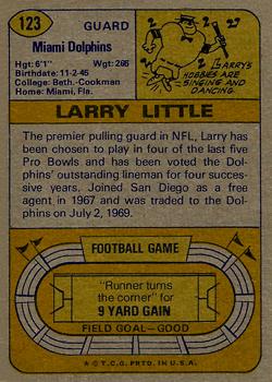 1974 Topps #123 Larry Little AP back image