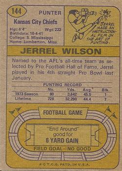 1974 Topps #144 Jerrel Wilson AP back image