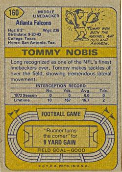 1974 Topps #160 Tommy Nobis back image