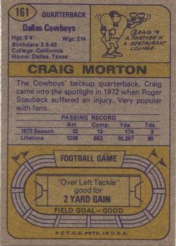 1974 Topps #161 Craig Morton back image