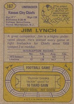 1974 Topps #167 Jim Lynch back image