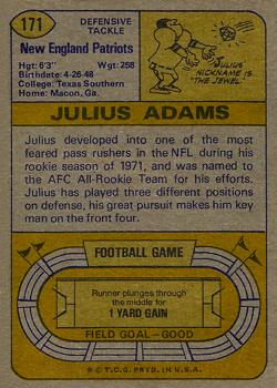 1974 Topps #171 Julius Adams back image