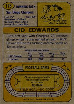 1974 Topps #176 Cid Edwards back image