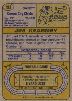 1974 Topps #193 Jim Kearney back image