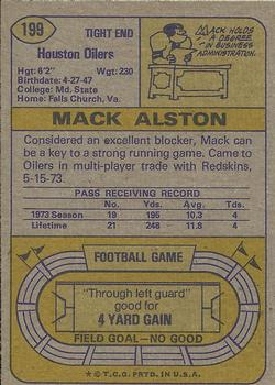 1974 Topps #199 Mack Alston RC back image