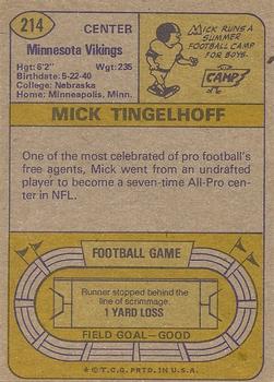 1974 Topps #214 Mick Tingelhoff back image