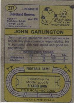 1974 Topps #237 John Garlington back image