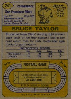 1974 Topps #241 Bruce Taylor back image