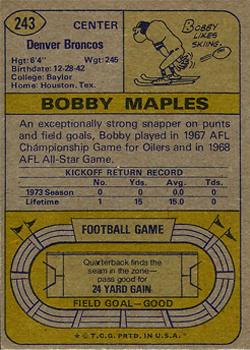 1974 Topps #243 Bobby Maples back image