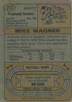 1974 Topps #273 Mike Wagner back image