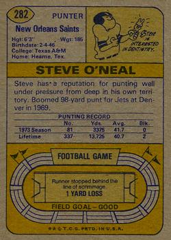 1974 Topps #282 Steve O'Neal back image