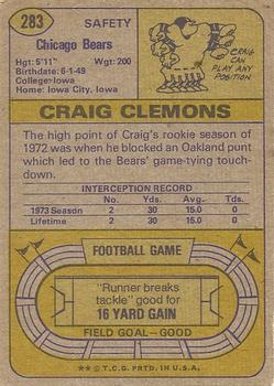 1974 Topps #283 Craig Clemons RC back image