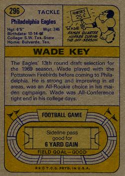 1974 Topps #296 Wade Key back image